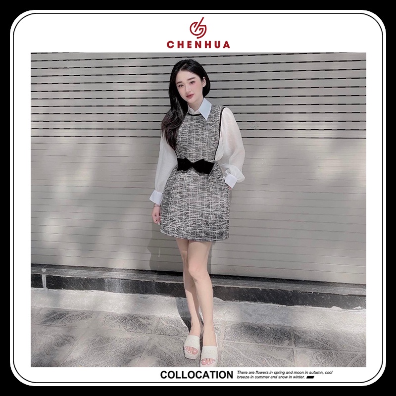 Set váy dạ kèm áo sơ mi váy dạ có lót quần hàng VN47