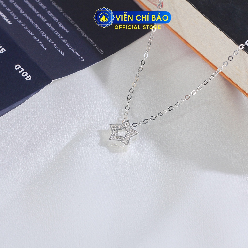 Dây chuyền bạc nữ ngôi sao đính đá chất liệu bạc 925 thời trang phụ kiện trang sức Viễn Chí Bảo D400812