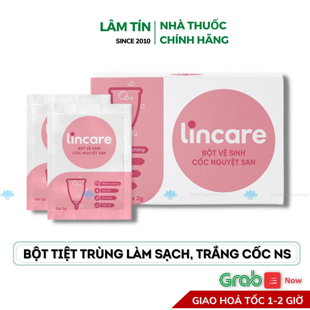 Lincare bột vệ sinh tiệt trùng cốc nguyệt san ( Hộp 12 gói )