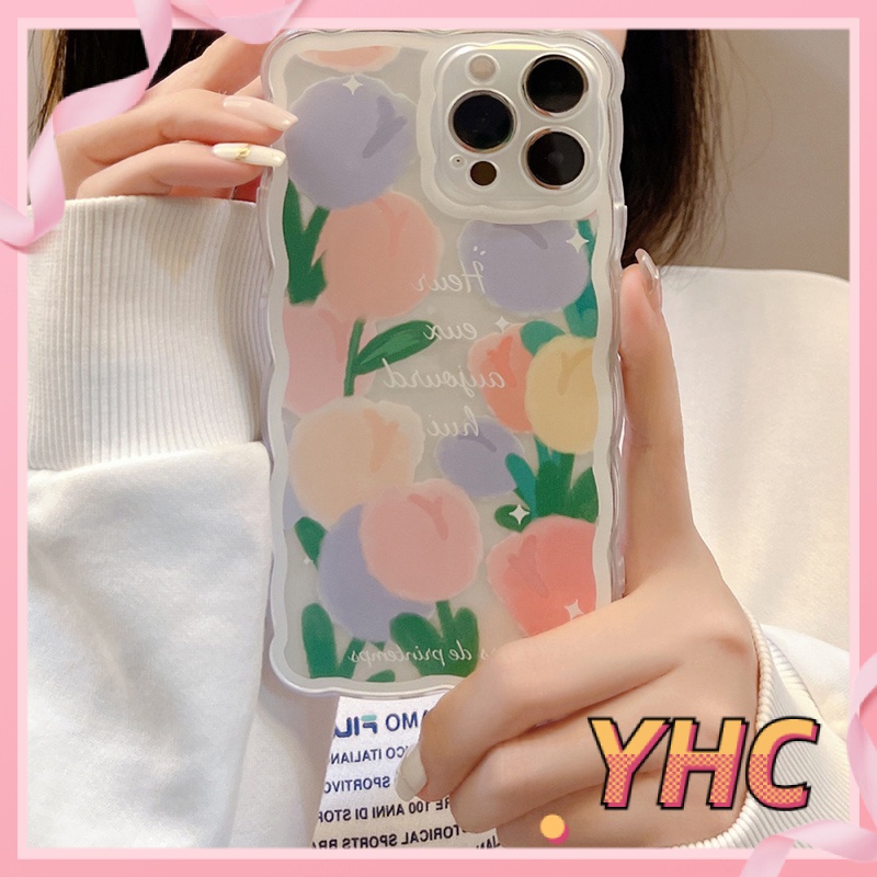 Ốp Điện Thoại Họa Tiết Hoa Viền Lượn Sóng Cho Iphone6 6splus 7 7plus 8plus XR x xs 12 11 pro max plus 13 Promax