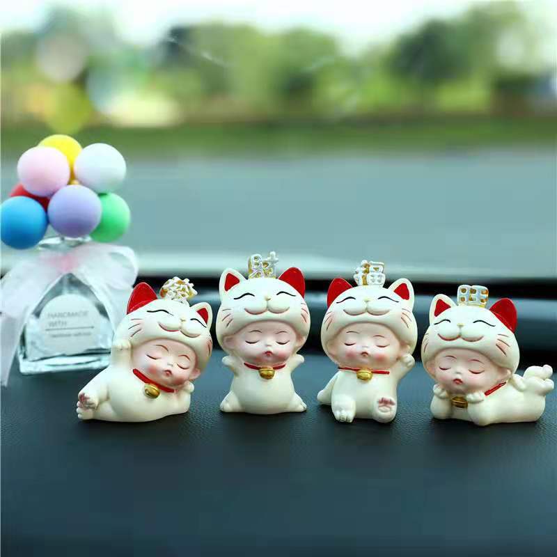 Mô hình Em bé cosplay Mèo thần tài Ráp may mắn chất liệu PVC biểu tượng tài lộc trang trí bàn làm việc,nhà cửa, quà tặng