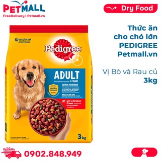 Thức ăn cho chó lớn PEDIGREE 3kg - Vị Bò và Rau củ Petmall