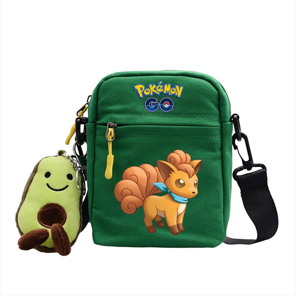 Túi Đeo Chéo Vuông Nhỏ In Hình Pikachu Pokemon Cho Nam Nữ