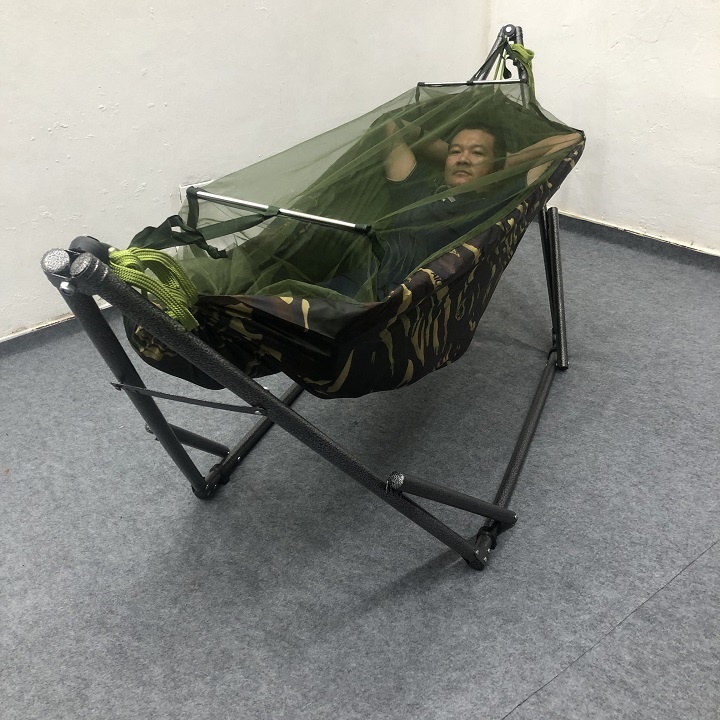 Võng dù rằn ri có màn chưa lót bông gòn+3m dây dù