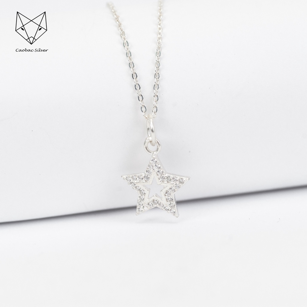 Dây Chuyền Bạc Ta Cao Cấp CaoBac Silver Sao Rỗng Cạnh Đá Lấp Lánh Nhẹ Nhàng, Thanh Lịch Dành Tặng Riêng Cho Bạn Gái