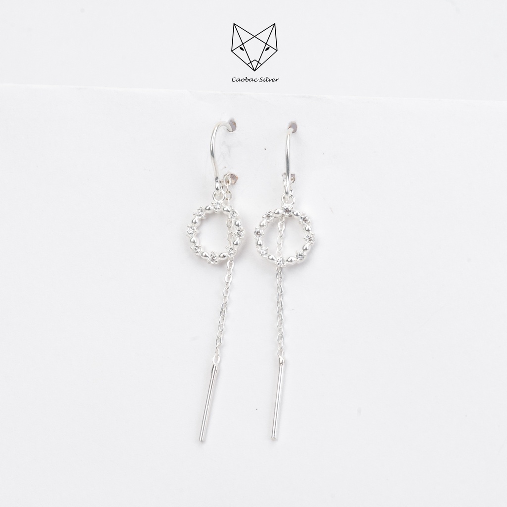 Khuyên Tai Bạc Ta Nữ CaoBac Silver Huyền Thoại Biển Xanh Thiết Kế Dây Rút Xinh Xắn Món Quà Dành Cho Bạn Gái