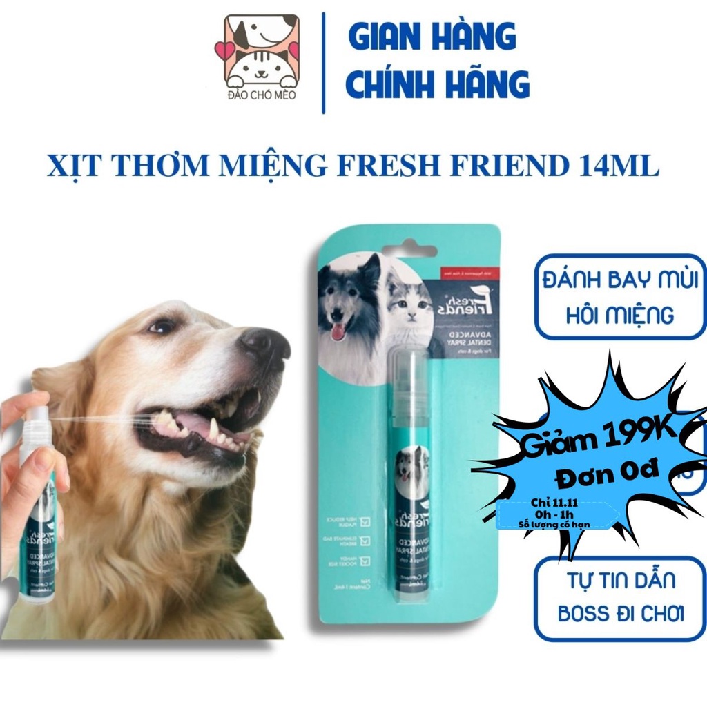 Xịt Thơm Miệng Chó Mèo Fresh Friend 14ml Chính Hãng - Đảo Chó Mèo