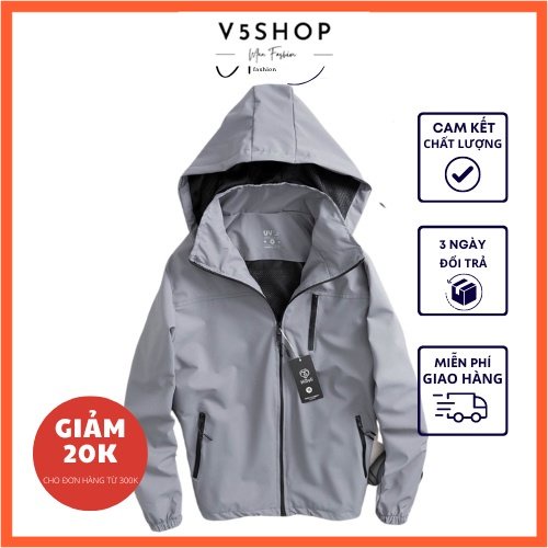 Áo Khoác Gió Nam Nữ Chất Liệu Tráng Bạc, Chống Nước, Chống Tia UV, Áo Gió Đi Phượt 2 Lớp Mũ Tháo Rời AKG1