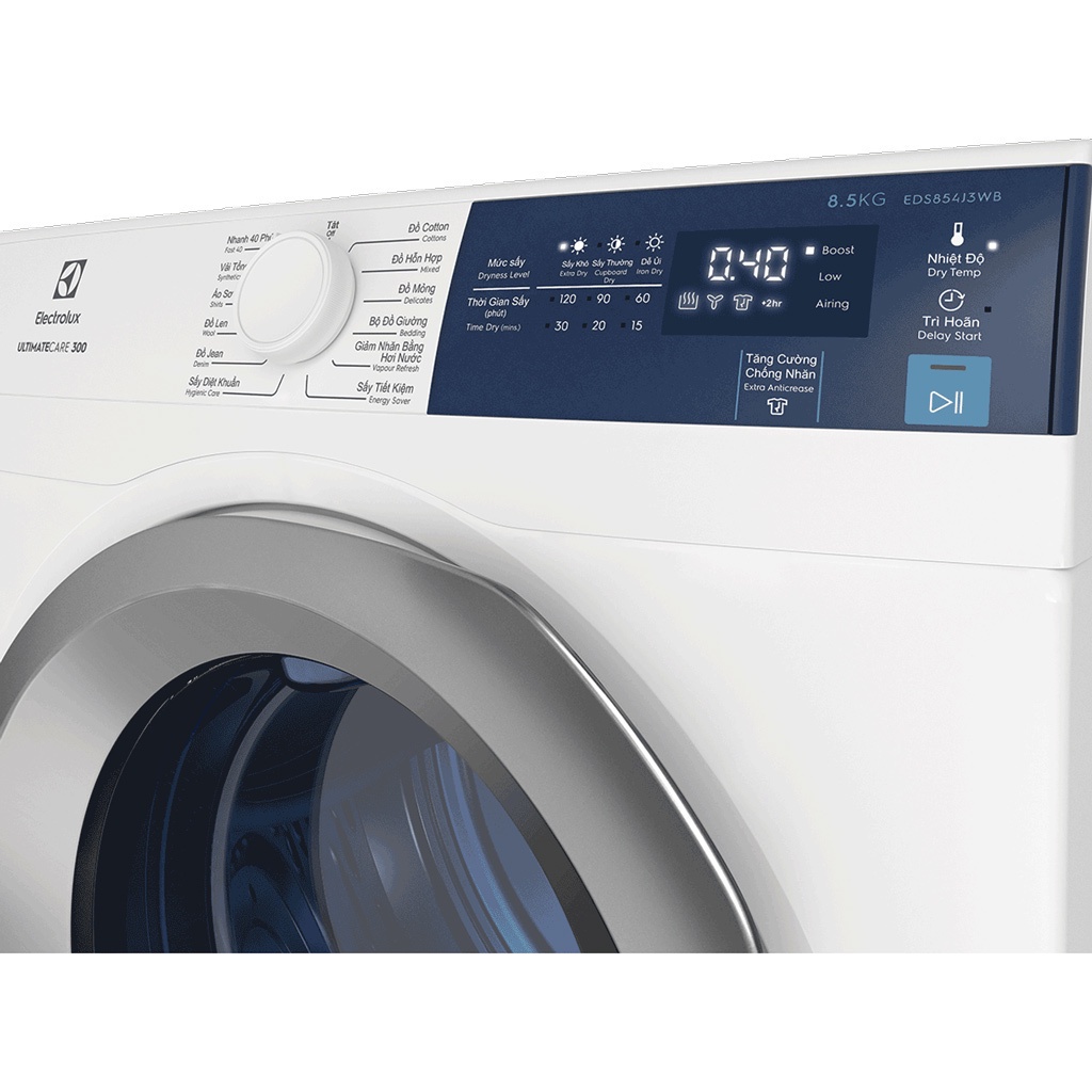 Máy sấy quần áo Electrolux 8.5 kg EDS854J3WB Trắng