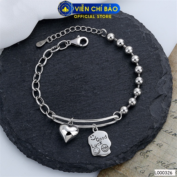Lắc tay goodluck charm tim chất liệu bạc Thái 925 thời trang phụ kiện trang sức Viễn Chí Bảo L000326