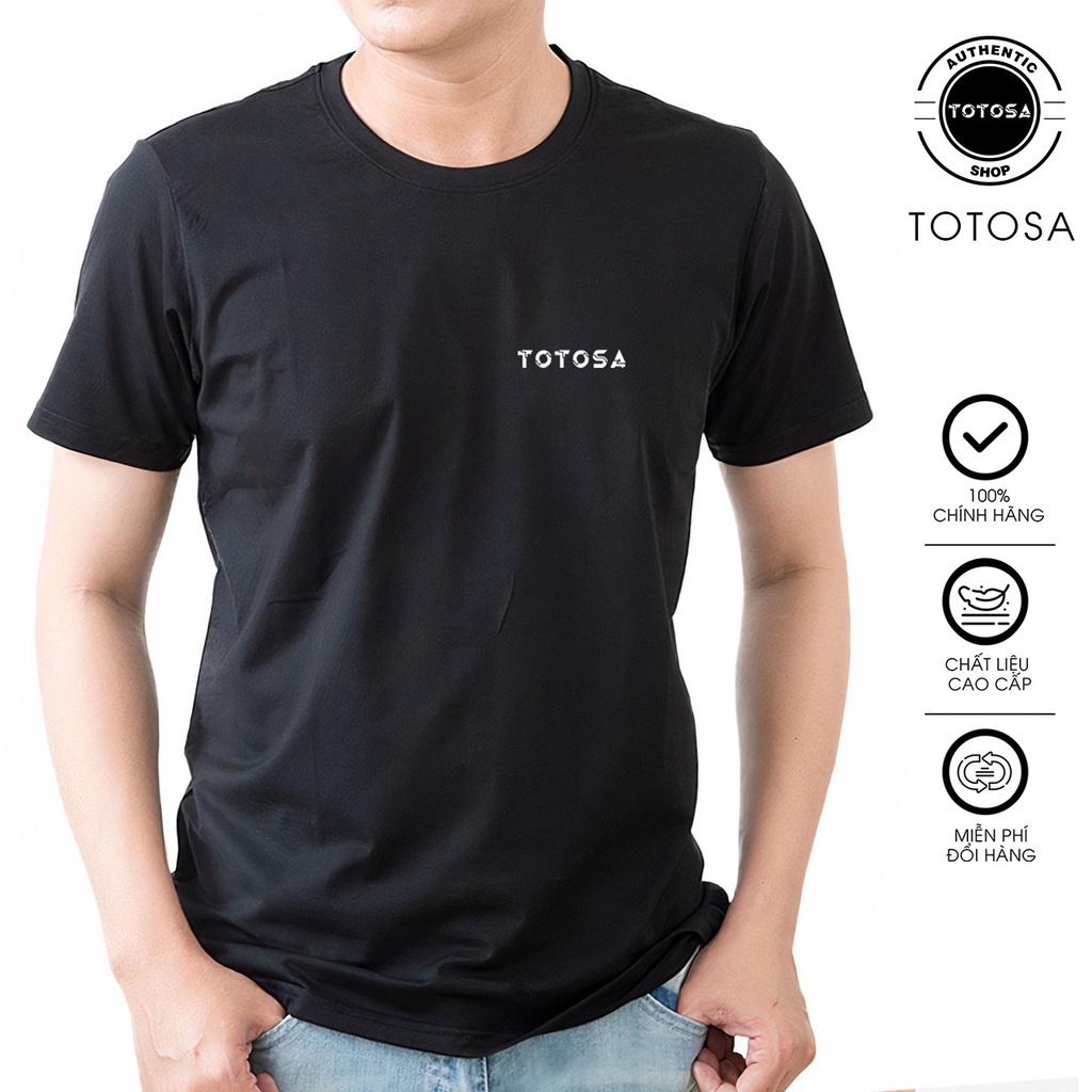Áo Thun Nam Cổ Tròn TOTOSA, Chất Cotton Form Cơ Bản co dãn 4 chiều mềm mịn mát AT201- Totosa