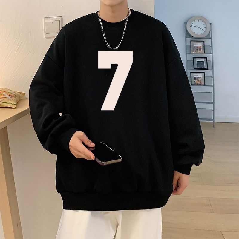 Áo Sweater số 7 to , Áo sweater số 7 from Rộng Phong Cách Unisex Basis Ulazang