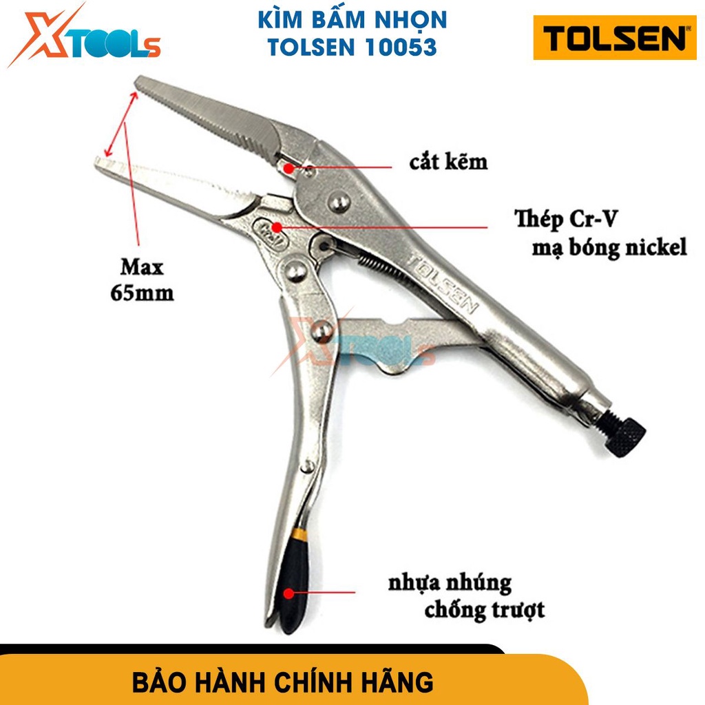 Kìm bấm khóa mỏ dài công nghiệp cao cấp TOLSEN 10053 9 inch Kềm bấm khóa mũi dài thép Cr-V siêu cứng chống rỉ  [XTOOLS]