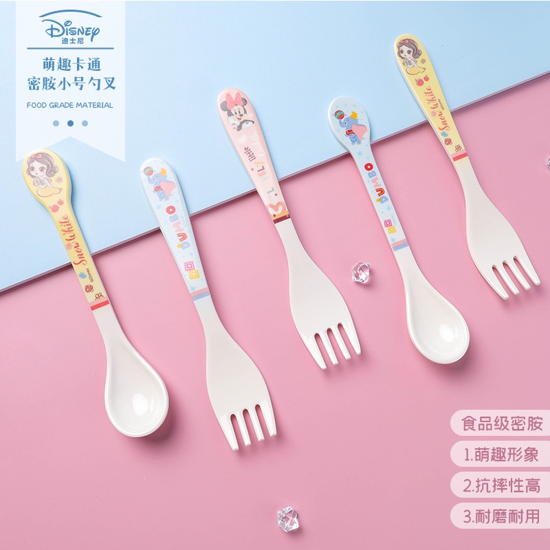 Bộ Muỗng Nĩa Cỡ Nhỏ Bằng Melamine In Hoạt Hình Disney Dễ Thương Cho Bé
