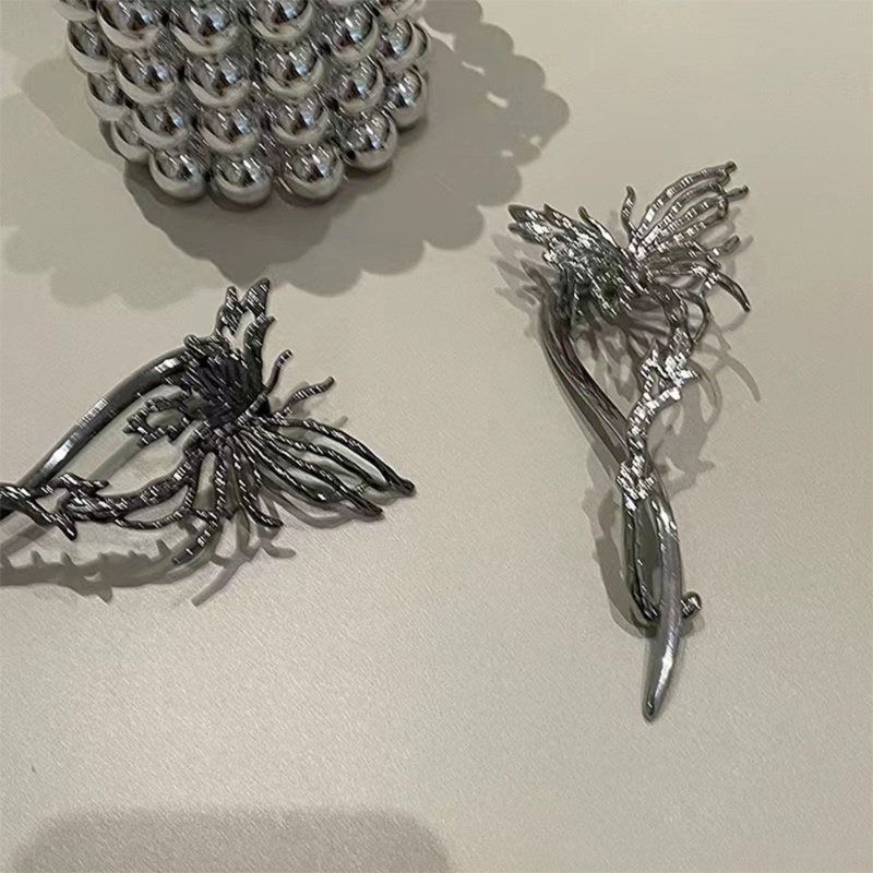 Kẹp Tóc Hình Bướm Màu Đen / Bạc Thời Trang Dành Cho Nữ