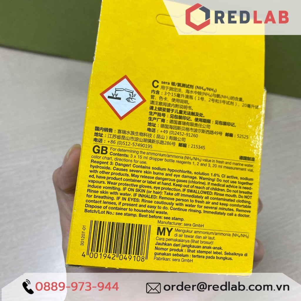 Bộ Test Sera NH4 / NH3 đo nhanh hàm lượng Amonia trong nước - Hàng chính hãng