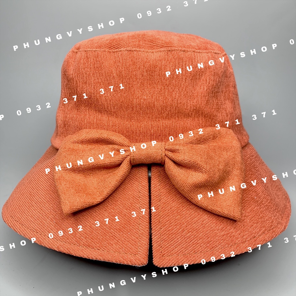 Mũ bucket tai bèo vành to rộng thoáng mát phong cách hàn quốc Phungvyshop - BO XẺ NƠ - nón nữ vải nhung