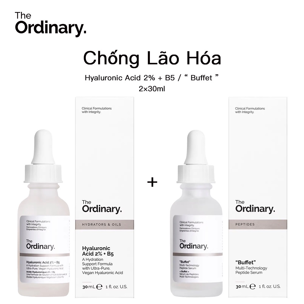 The Ordinary Bộ Chống Lão Hóa Da  - Hyaluronic Acid 2 + B5 / Buffet - 2×30ml