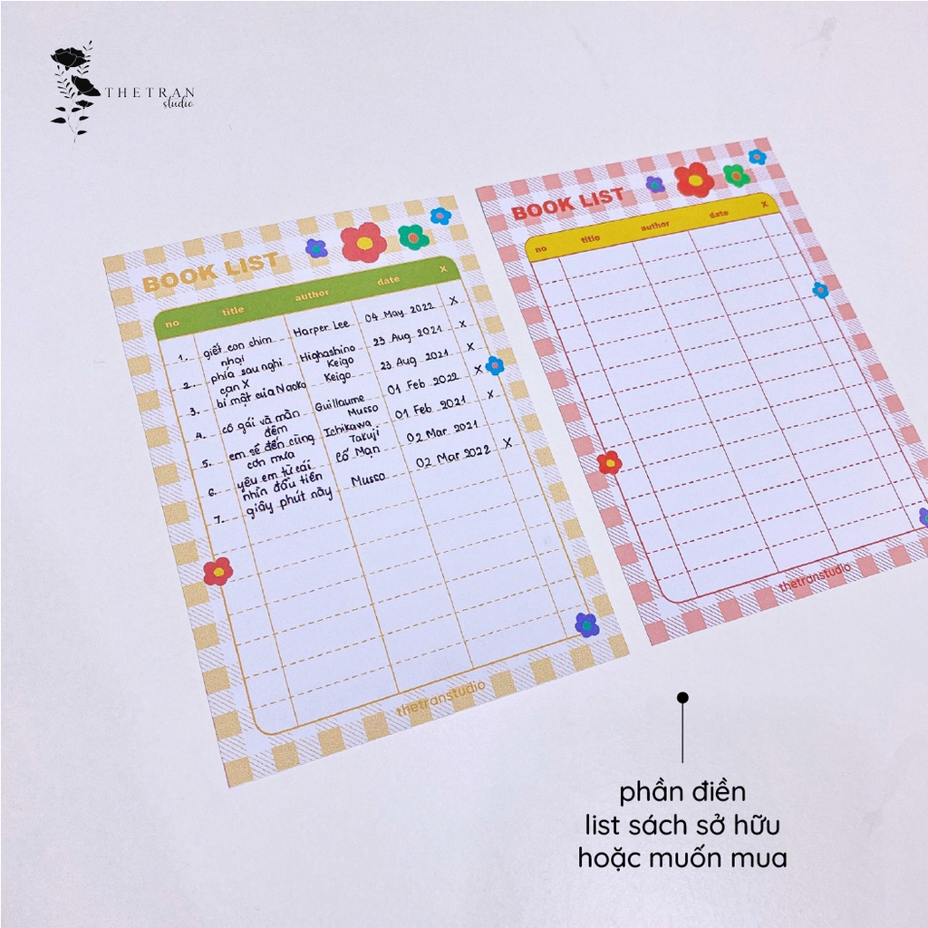 Bộ 16 giấy ghi chú A6 review sách / reading journal / thetranstudio