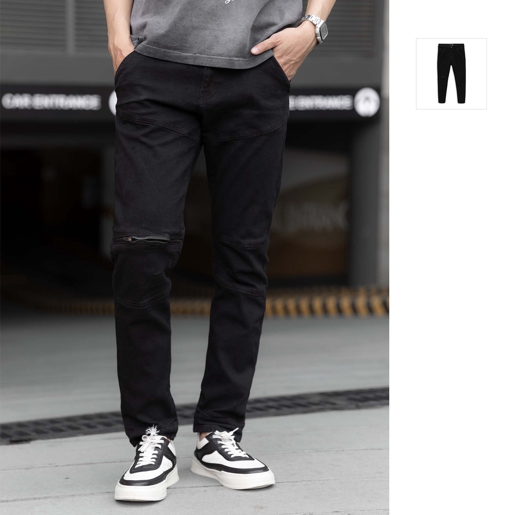 Quần Jean Nam Skinny Biker Style Black , Chất Vải Cotton Pha Spandex Thoải Mái , QJ004135 ,SOMEHOW