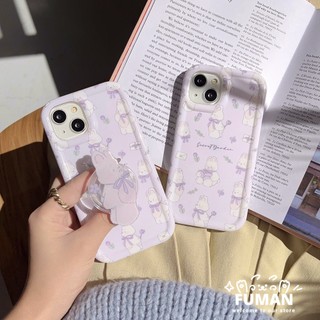 Ốp Điện Thoại Màu Tím Họa Tiết Chú Thỏ Dễ Thương Chống Sốc Kèm Giá Đỡ Cho iPhone 14 Plus 14 13 12 11 Pro Max