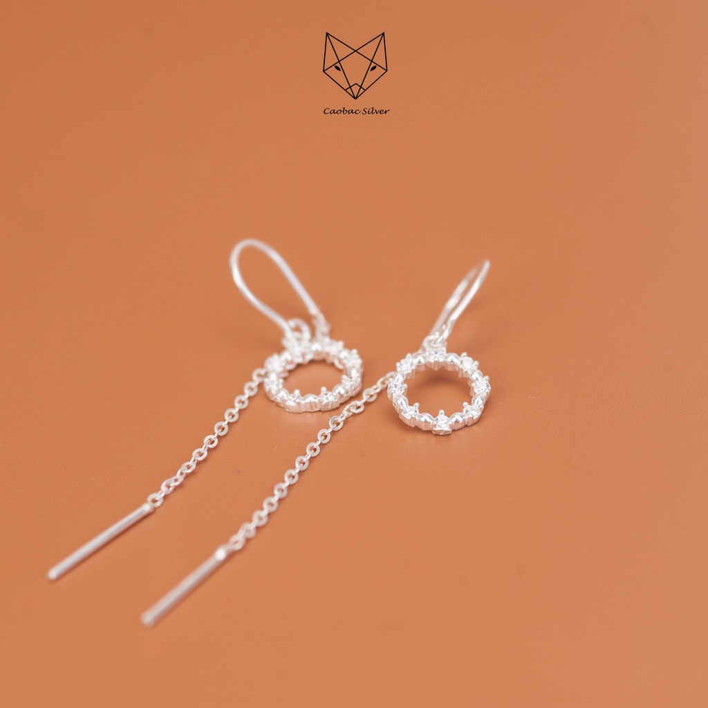 Khuyên Tai Bạc Ta Nữ CaoBac Silver Huyền Thoại Biển Xanh Thiết Kế Dây Rút Xinh Xắn Món Quà Dành Cho Bạn Gái