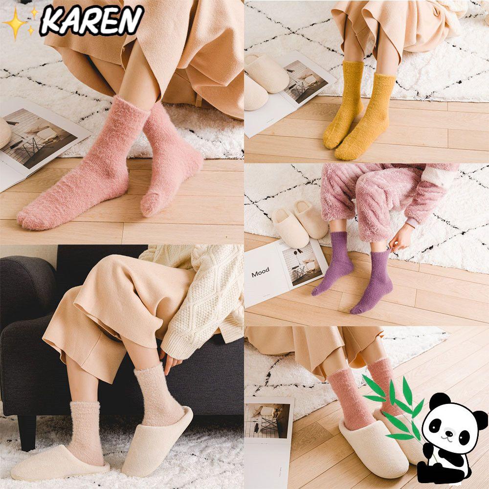 Vớ Lông Cừu San Hô Dày Dặn Mềm Mại Giữ Ấm Mùa Đông Cho Nữ