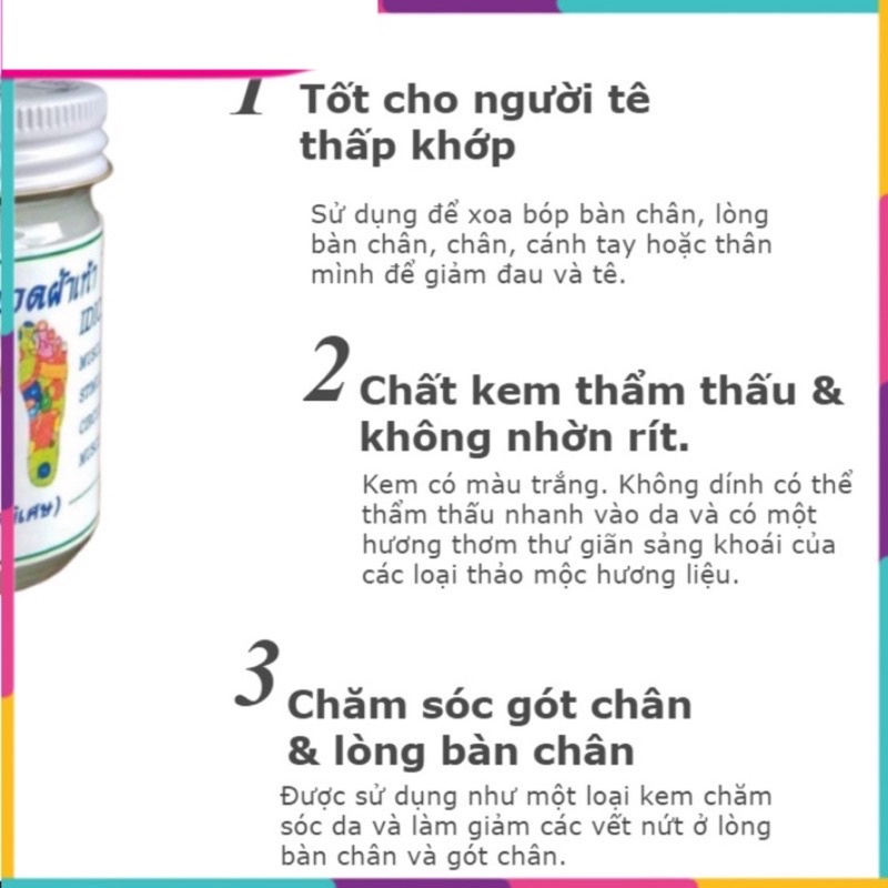 Cao Xoa Bóp Huyệt Bàn Chân Thái Lan 60gram - Cù Là Trắng