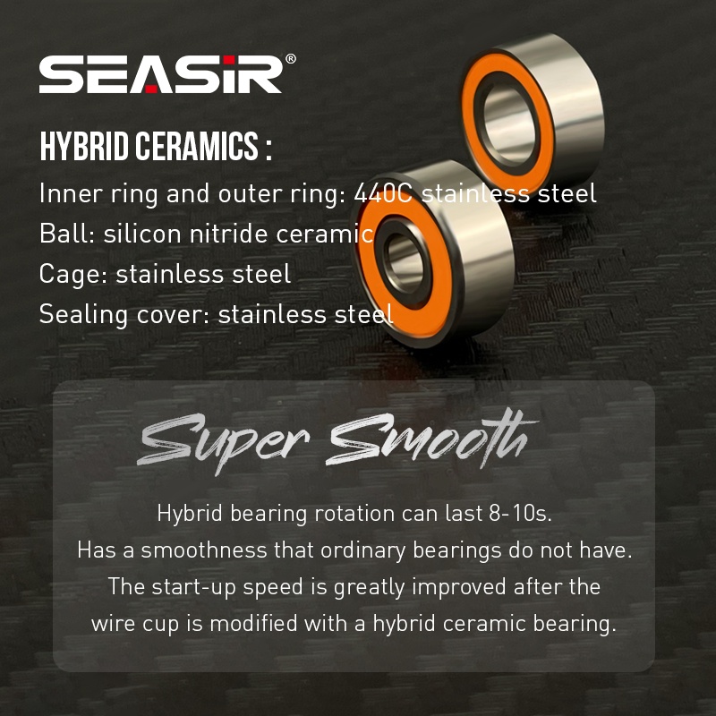 SEASIR Máy Câu Cá Máy Câu Mồi Máy Câu Spinnin Vòng Bi Gốm Lai Vòng Bi Chất Lượng Cao Hoàn Toàn Bằng Gốm 3*10*4Mm 5*10*4Mm