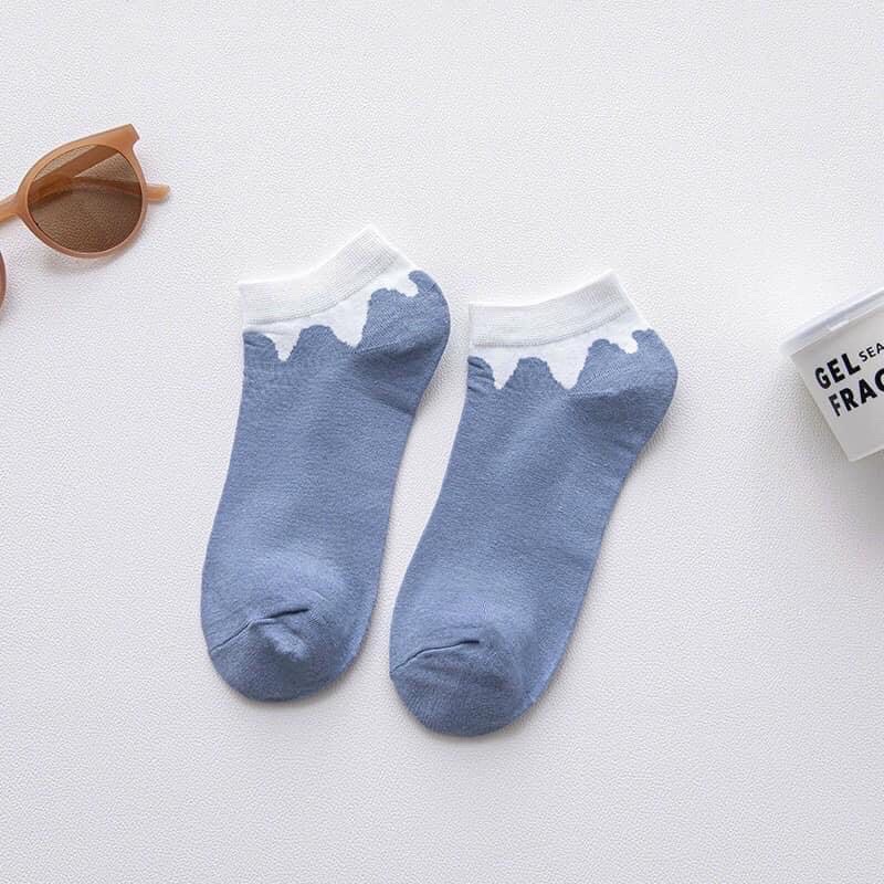 Sét 5 đôi tất Vớ Cotton Cổ Thuyền Kẻ Sọc Màu Sắc Tương Phản Phong Cách Nhật Bản Thời Trang Mùa Xuân Cho Nữ