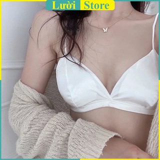 Áo bra satin phi bóng dây mảnh có đệm ngực BR21