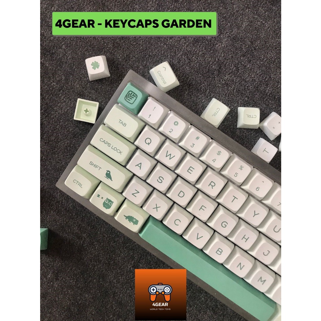 Keycap PBT Matcha Garden XDA in dyesub 142 nút cho bàn phím cơ layout 108/104/98/87/84/75/68/64/61