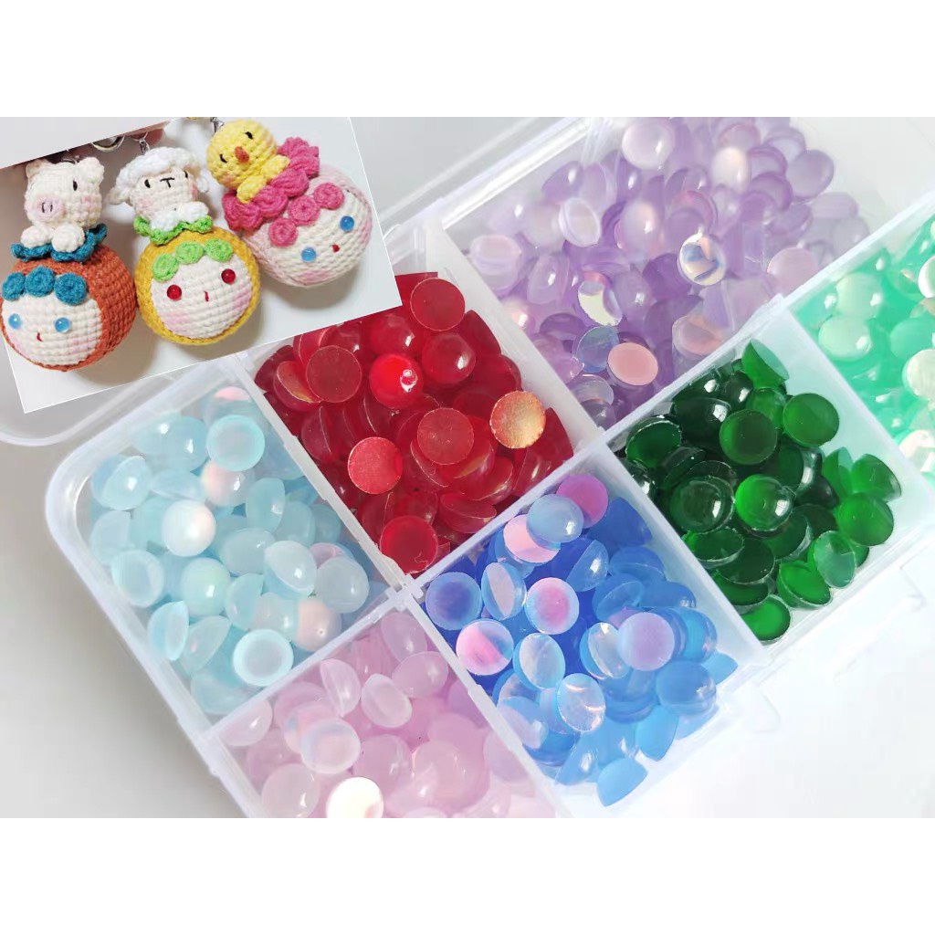 Mắt Ngọc Dán - Đá Giọt Sương Nhiều Màu Cho Thú Len, Thú Len Handmade - Gói 10 Cái