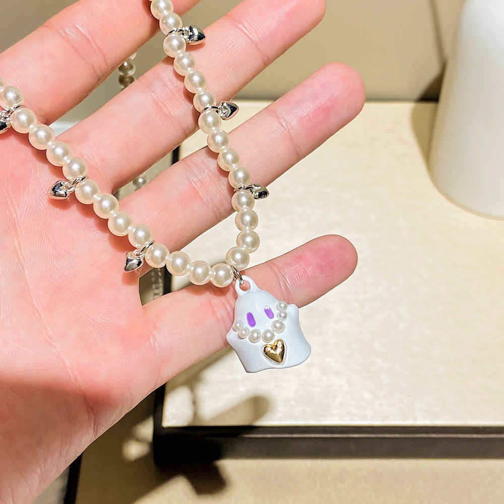 Bộ Vòng cổ Và Bông Tai Y2K Hình Ma Tắc Kè Dễ Thương