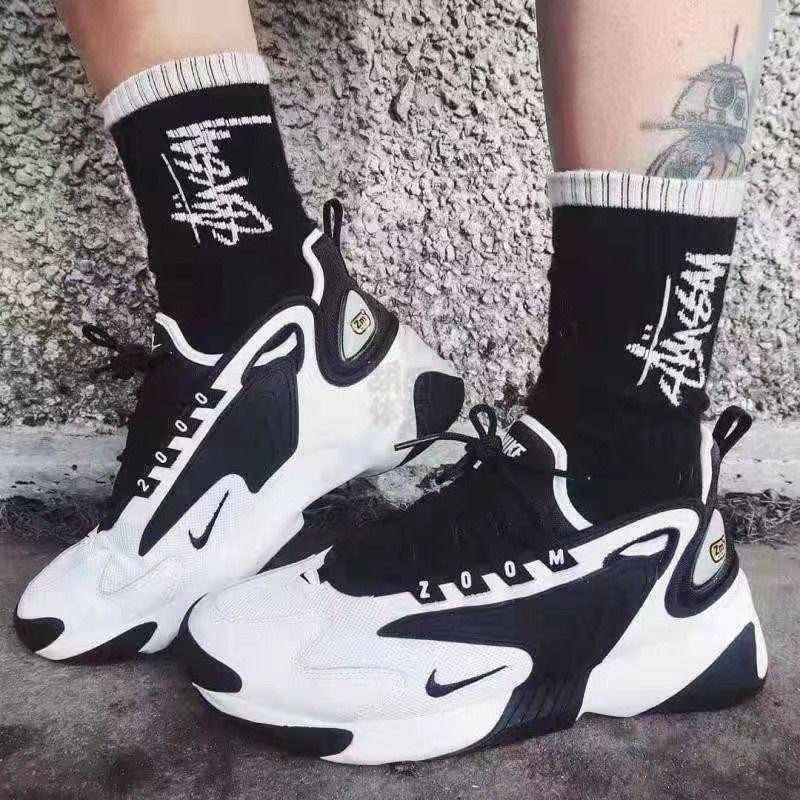 Giày Thể Thao Màu Trắng Đen Phong Cách Hàn Quốc Harajuku Đường Phố Cho Nam Và Nữ Zoom2k Hàng Quảng Châu Cao Cấp