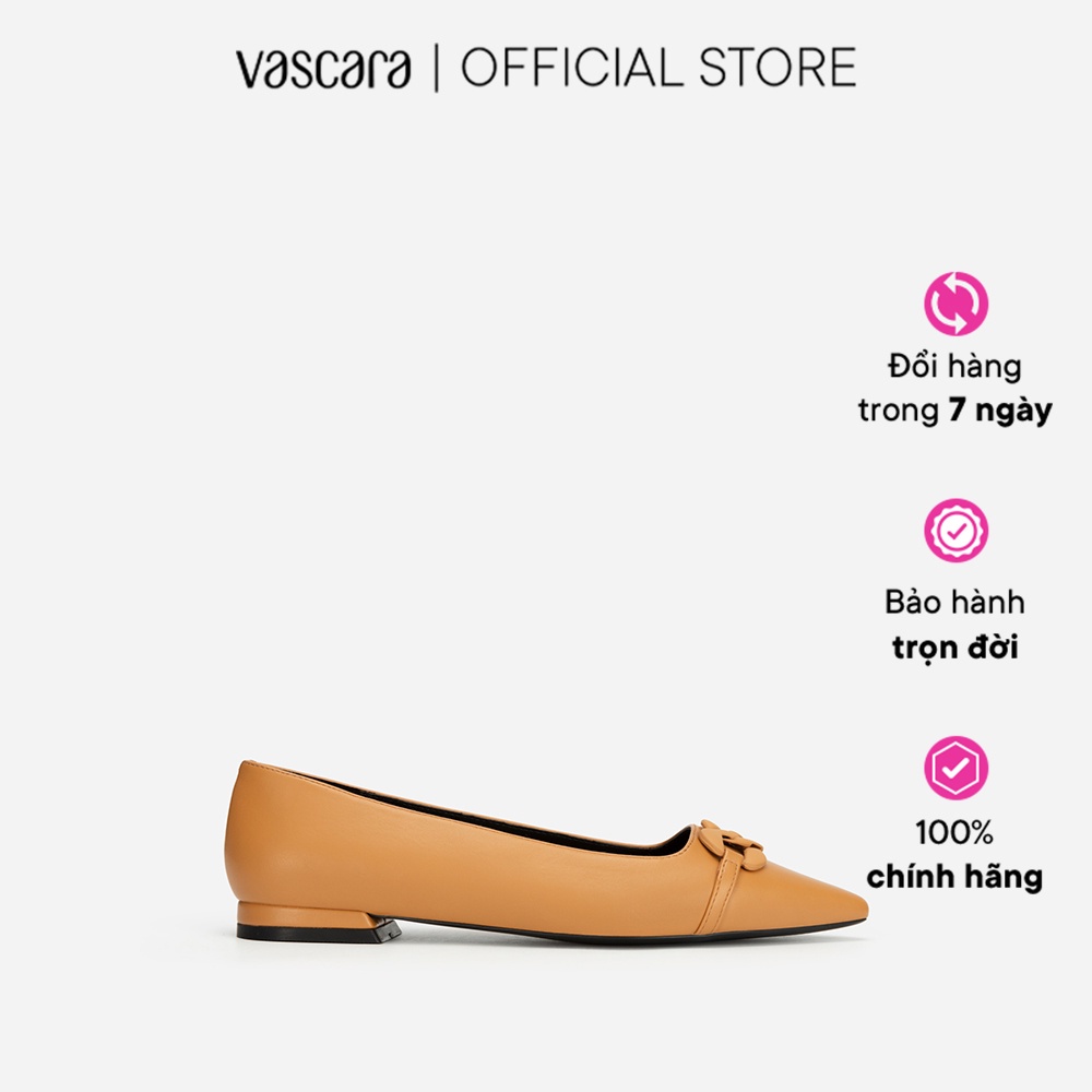 Vascara Giày Bít Mũi Nhọn Trang Trí Khóa Phối Mắt Xích - BMN 0518 - Màu Đen