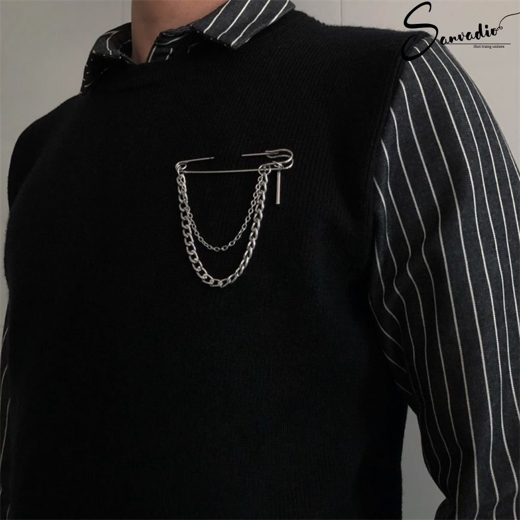 Ghim cài áo kim loại phong cách hiphop - Gim cài áo vest titan mẫu 1 ghim