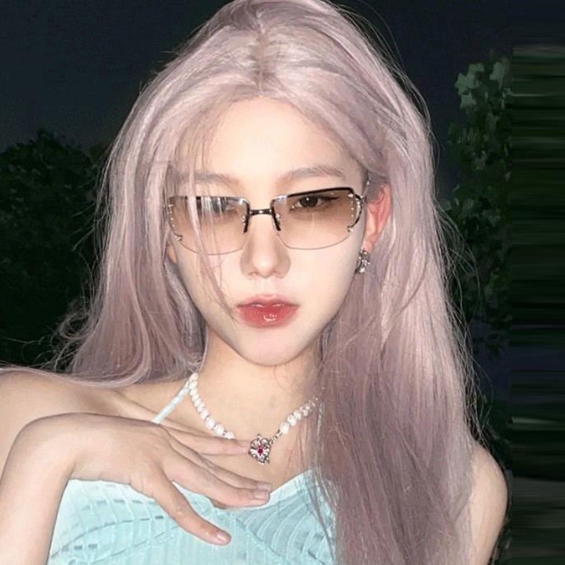 Kính Râm Thời Trang Không Gọng Thiết Kế Gradient Phương Tây Y2K Steampunk