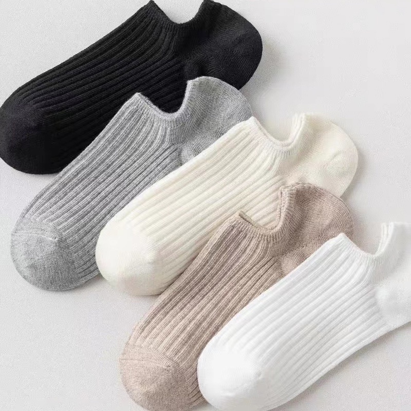 Tất Vớ Cổ Ngắn Nam Nữ Kiểu Dáng Trơn Co Giãn Bốn Chiêu Unisex Style Hàn Quốc Jelishop