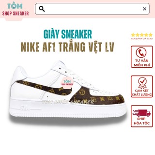 Giày sneaker Af1 trắng vệt LV nam nữ hàng trung SC full box bill đủ size nam nữ