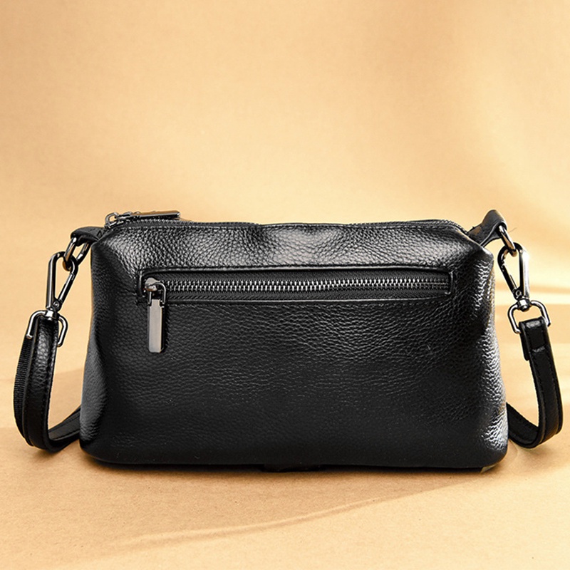 Túi Đeo Chéo Bằng Da Bò Có Khóa Kéo Đơn Giản Cho Nữ