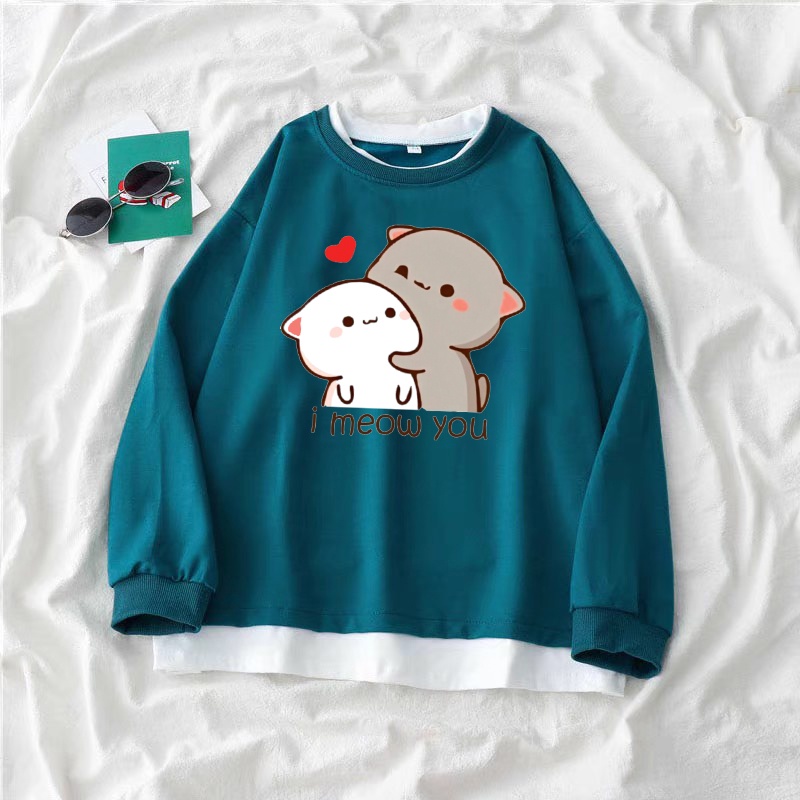 Sét Áo I Meow You Kèm Quần Bomber Hình In 5D Sắc Nét - Bộ Unisex chất nỉ cotton dày dặn