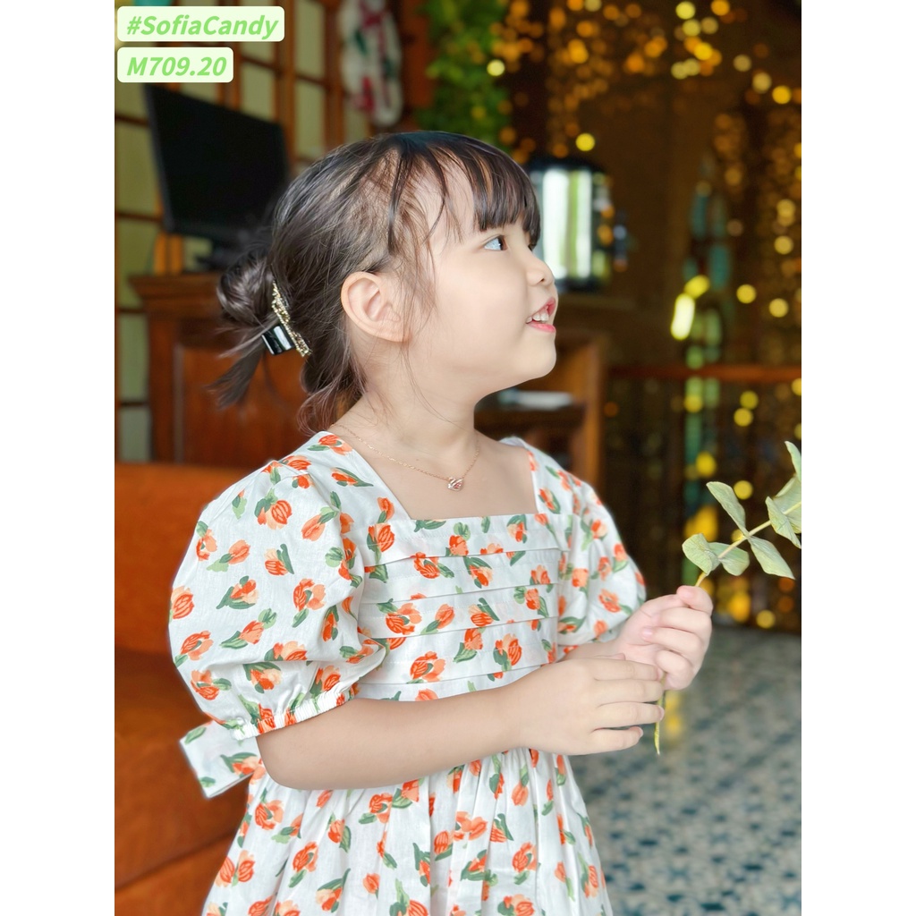 ĐẦM HOA CAM XẾP LY NGỰC SOFIA CANDY