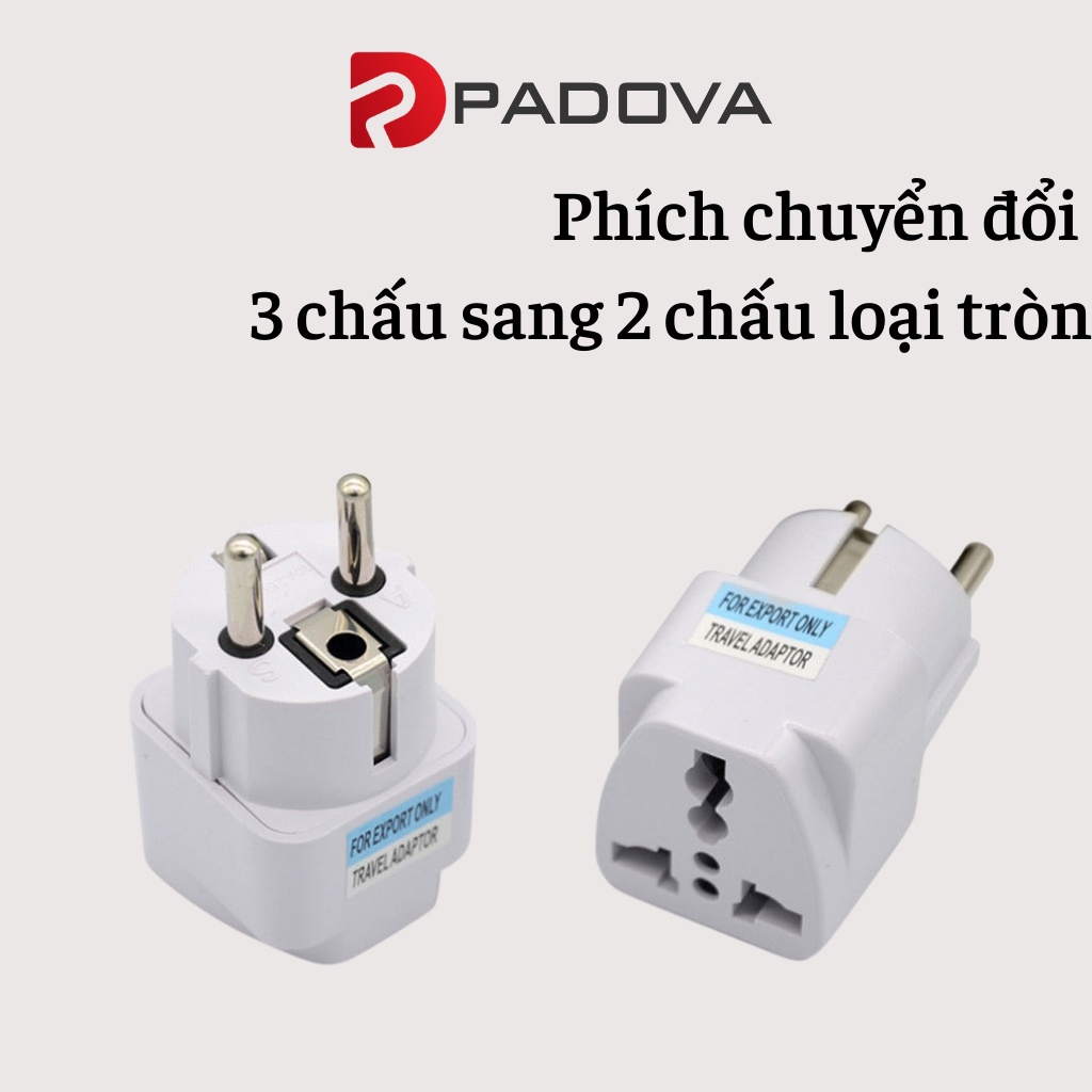 Đầu Nối Ổ Cắm Điện Chuyển Đổi Từ 3 Chấu Sang 2 Chấu Phích Tròn PADOVA 10421