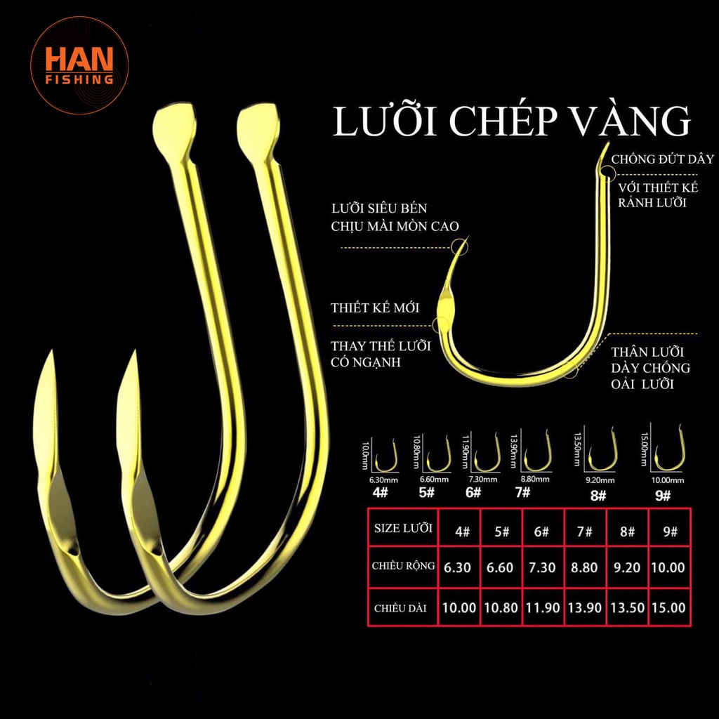 Lưỡi Câu chép vàng không ngạnh - Han Fishing