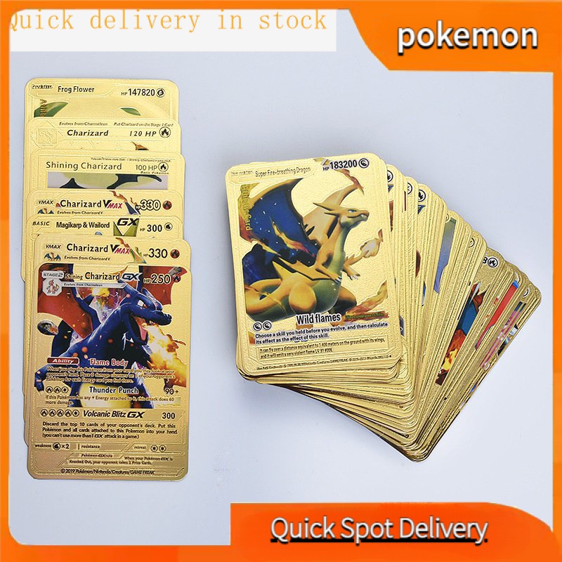 ✨✨Bộ 54 Thẻ Bài Pokemon 18 Màu Vàng / Bạc / Vàng Phiên Bản Tiếng Anh Cho Trẻ Em