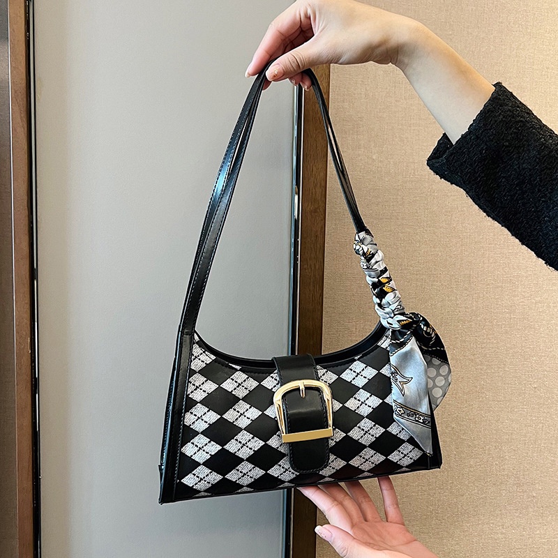 Túi Đeo Vai Bằng Lụa Họa Tiết Hình Thoi Phong Cách retro Thời Trang Cho Nữ