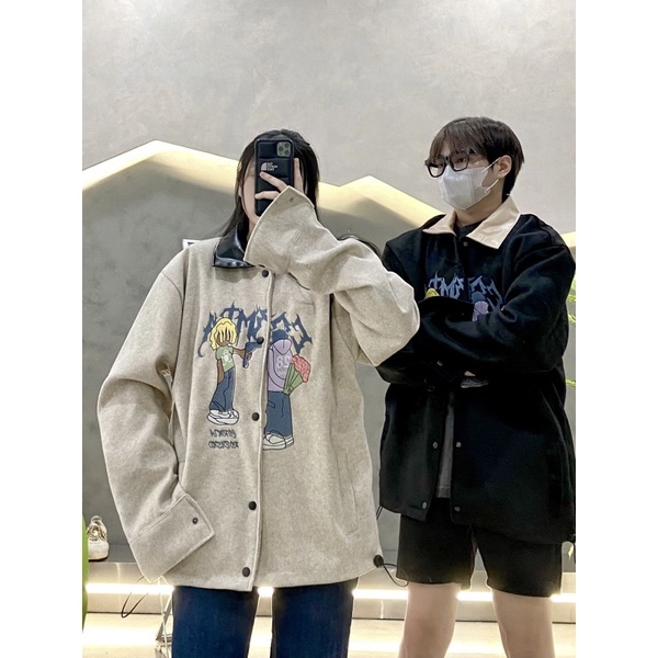 ÁO KHOÁC BOMBER DẠ CỔ DA UNISEX NAM VÀ NỮ