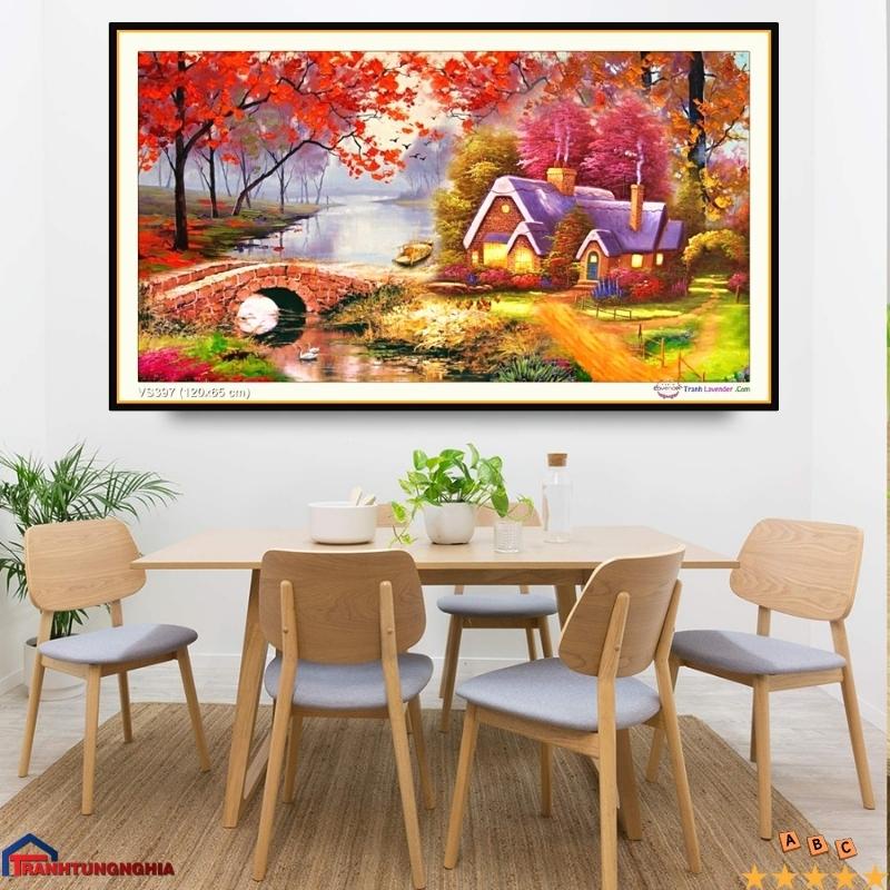 Tranh đính đá ABC ngôi nhà hạnh phúc 1m20 x 65cm