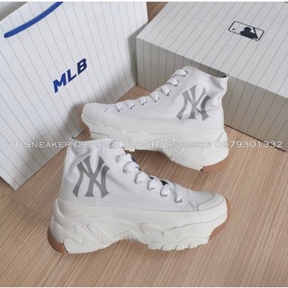 |có sẵn-ship hỏa tốc| giày sneaker mlb bigbal chunky high trắng đế cao
